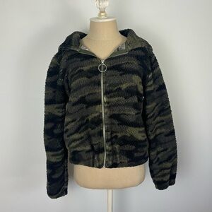 Wishful Thinking Bear Coat Camouflage Hooded Zipper L
